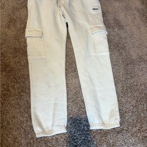 Men's White Joggers with Cargo Pockets